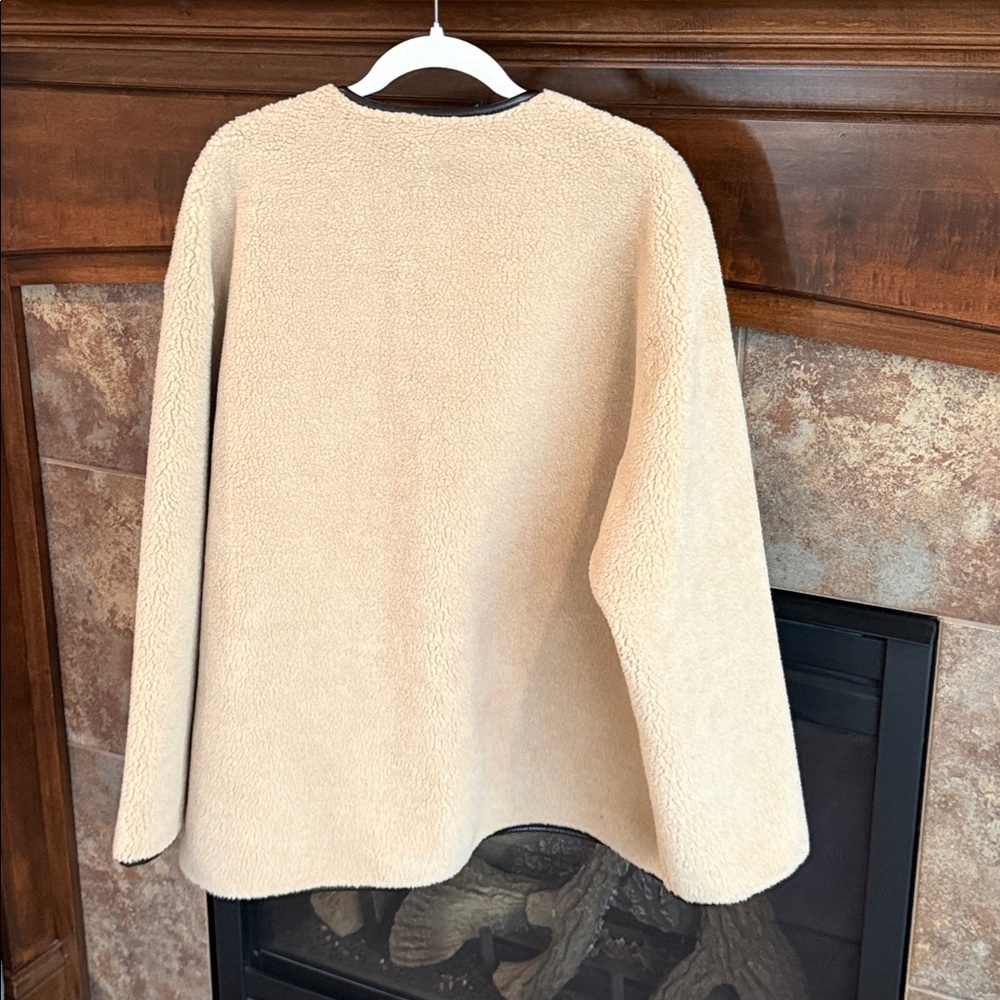Rebecca Minkoff Tan Faux Shearling Toggle Jacket Oversized Chic Sophisticated XL - Picture 15 of 17